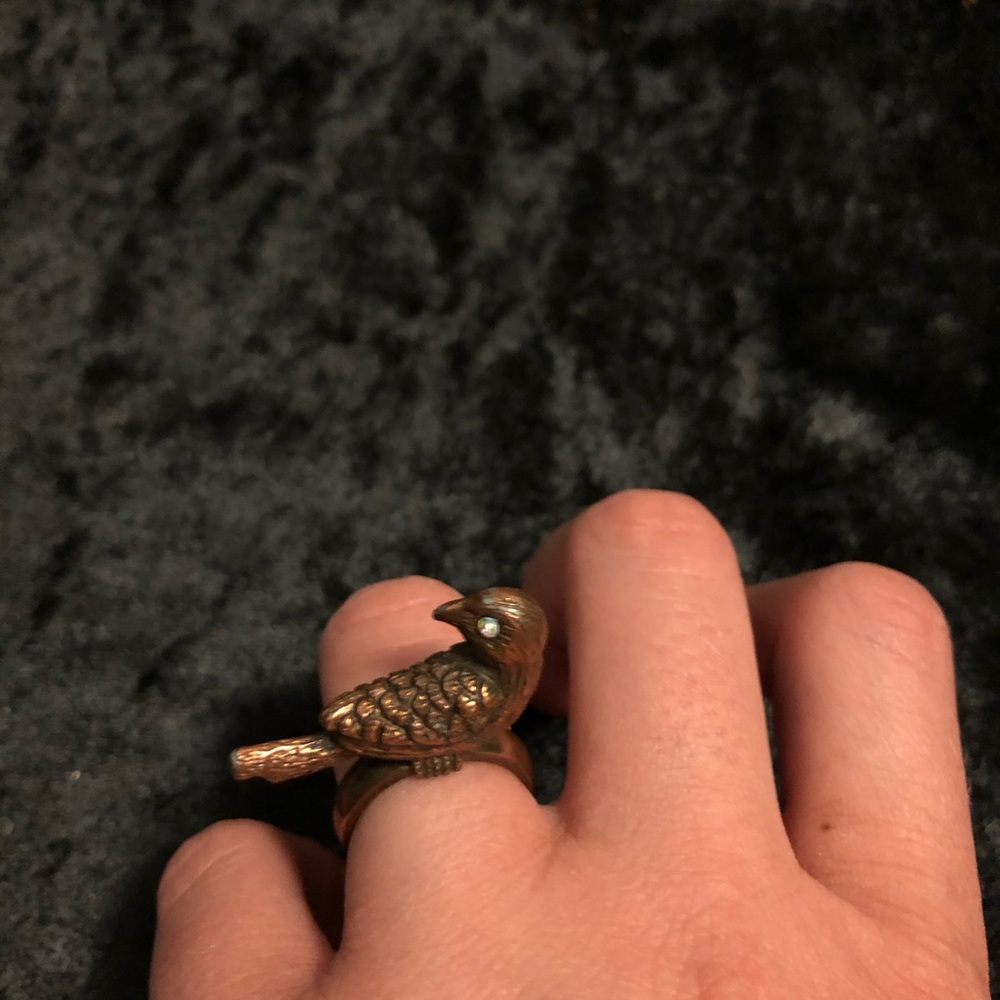 small copper bird ring